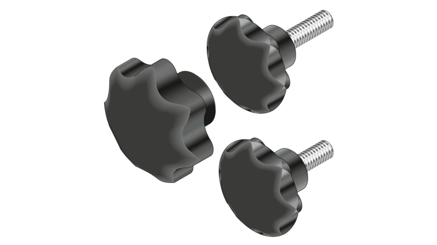 Bosch Rexroth つまみノブ スターノブ, M8 黒