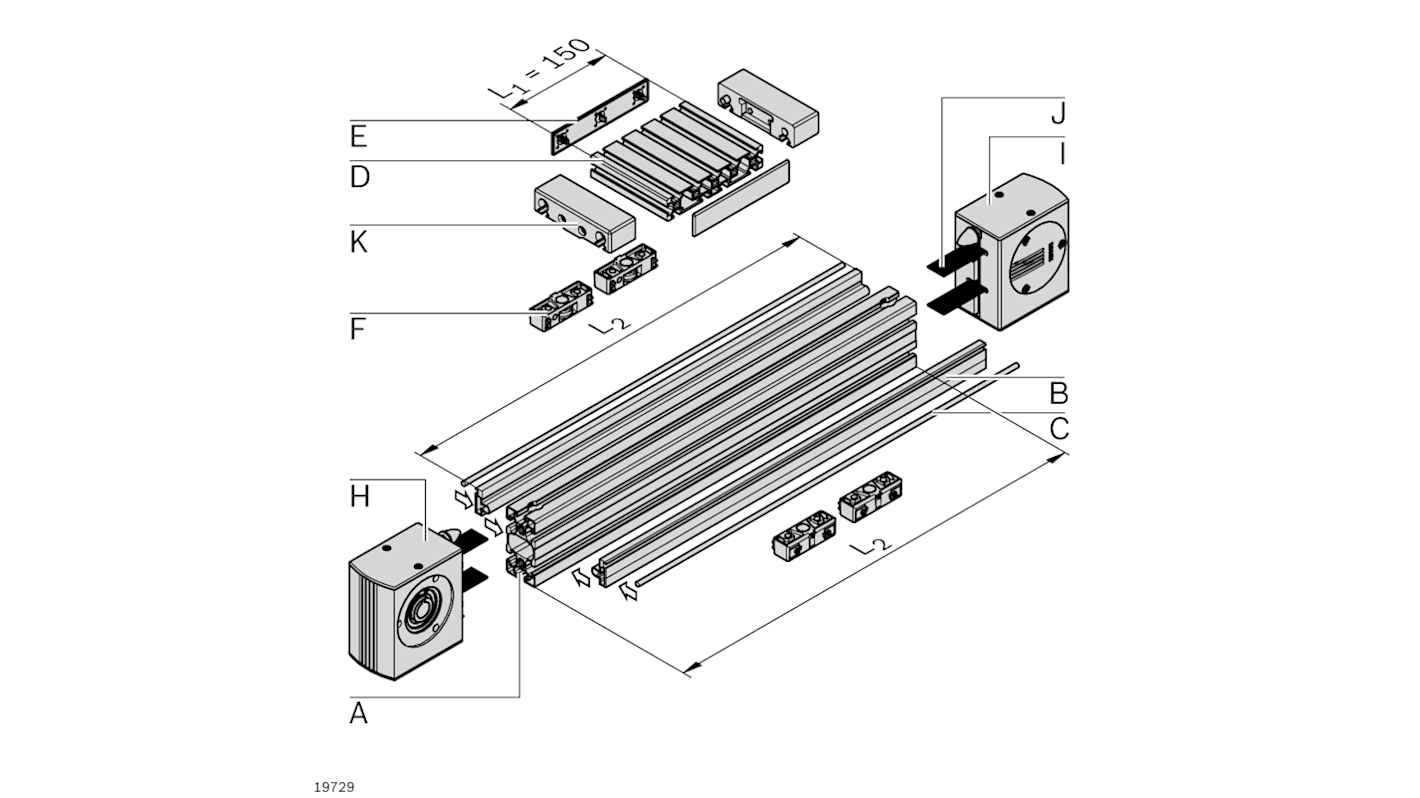 Bosch Rexroth Drive Head, Connecting Component, Strut Profile 45 x 90 mm