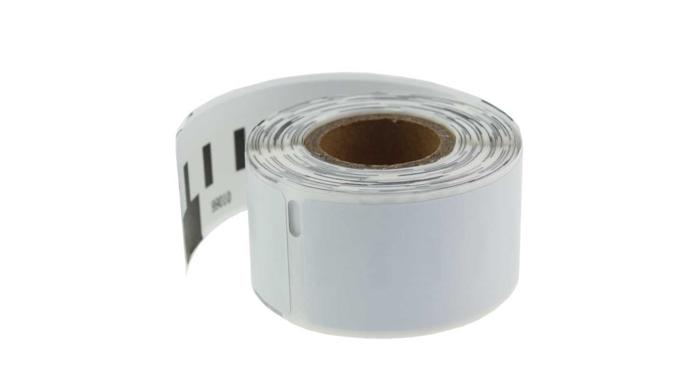 RS PRO White Black Print Label Roll, 28mm Width, 89mm Height, 130Per Roll Qty