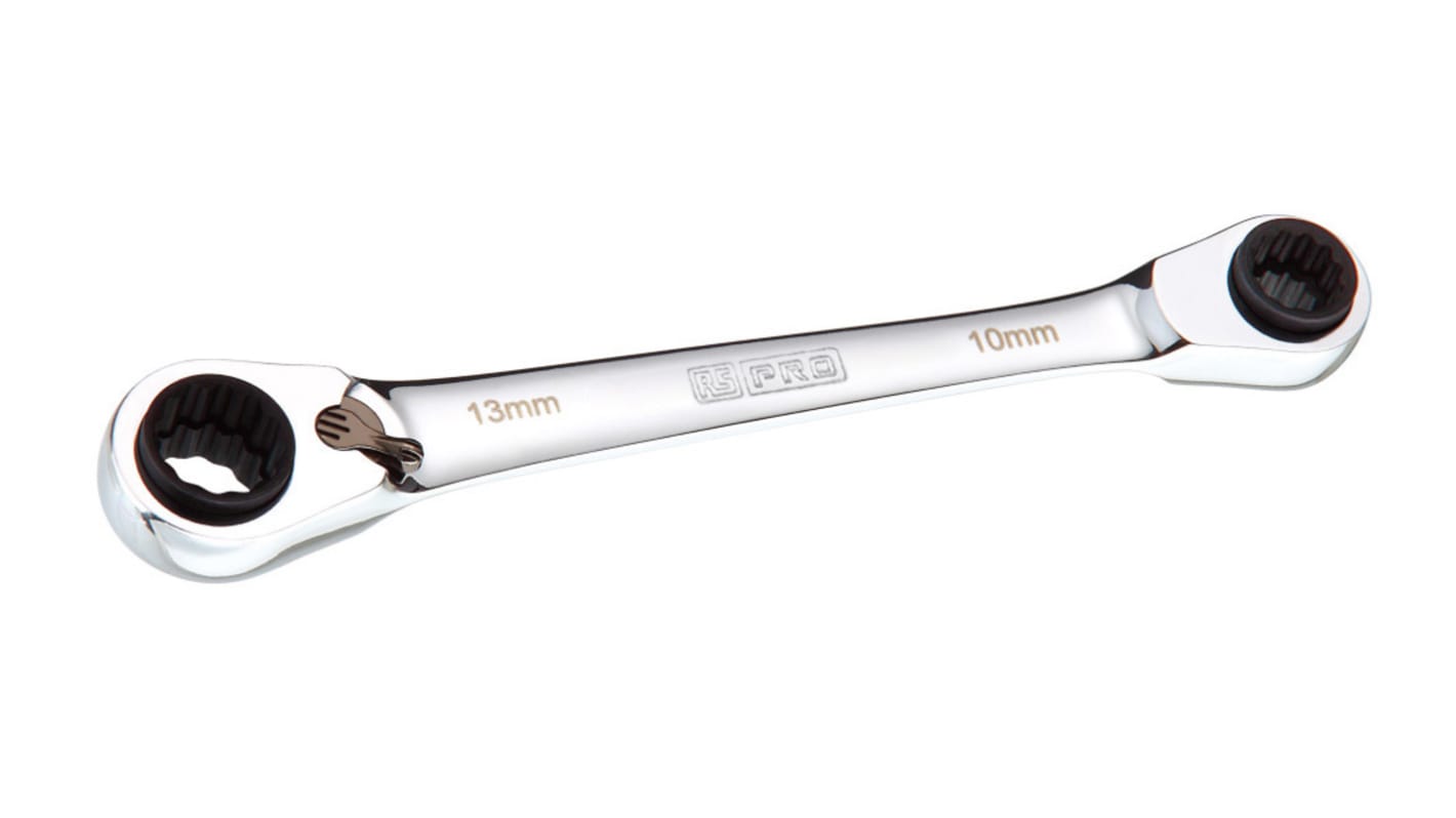 RS PRO Ratchet Ring Spanner, 8 → 13mm, Metric, Double Ended, 160 mm Overall