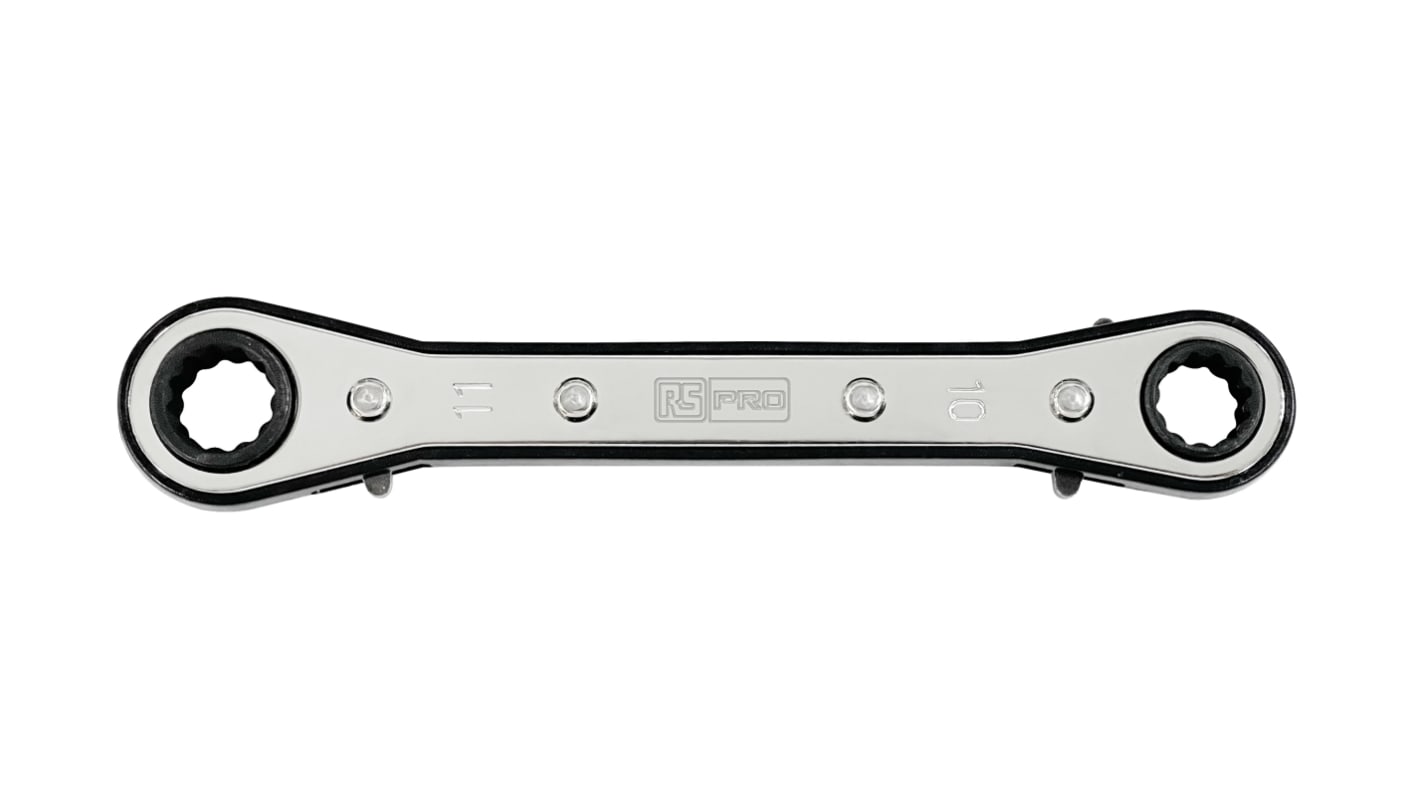 Chiave combinata RS PRO, lungh. 143 mm, bocca poligonale 10 → 11mm, in Acciaio al cromo vanadio