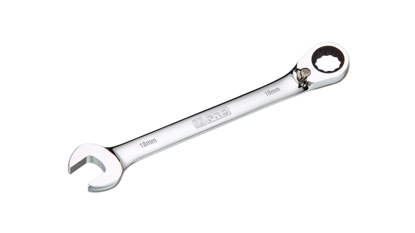 RS PRO Combination Spanner, 18mm, Metric, Double Ended, 238 mm Overall