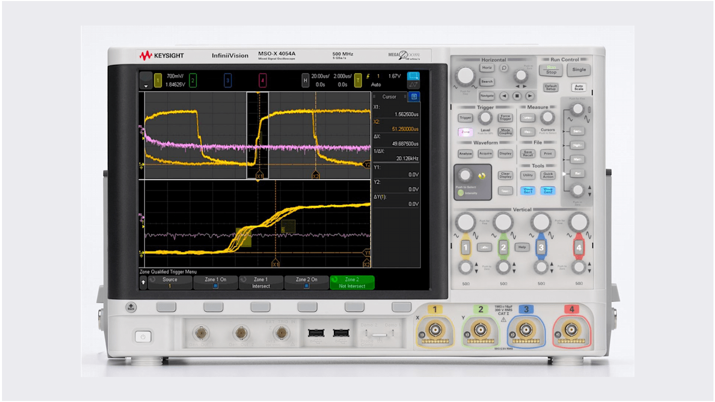 Keysight Technologies MSOX4054G 4000G Series, 500MHz Bench Oscilloscope, 4 Analogue Channels, 16 Digital Channels - RS