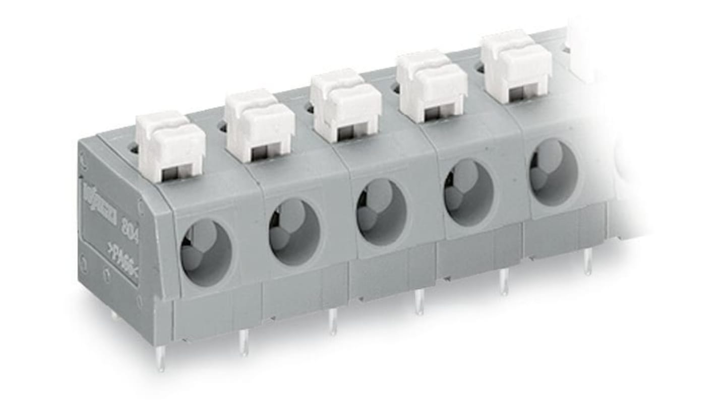 WAGO 804 Series PCB Terminal Block, 12-Contact, 7.5mm Pitch, PCB Mount, 1-Row, Push-In Cage Clamp Termination