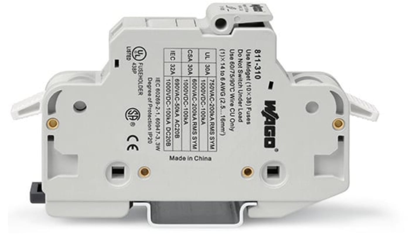 811-310 | WAGO ヒューズホルダ 32A 750V ac レール取り付け | RS