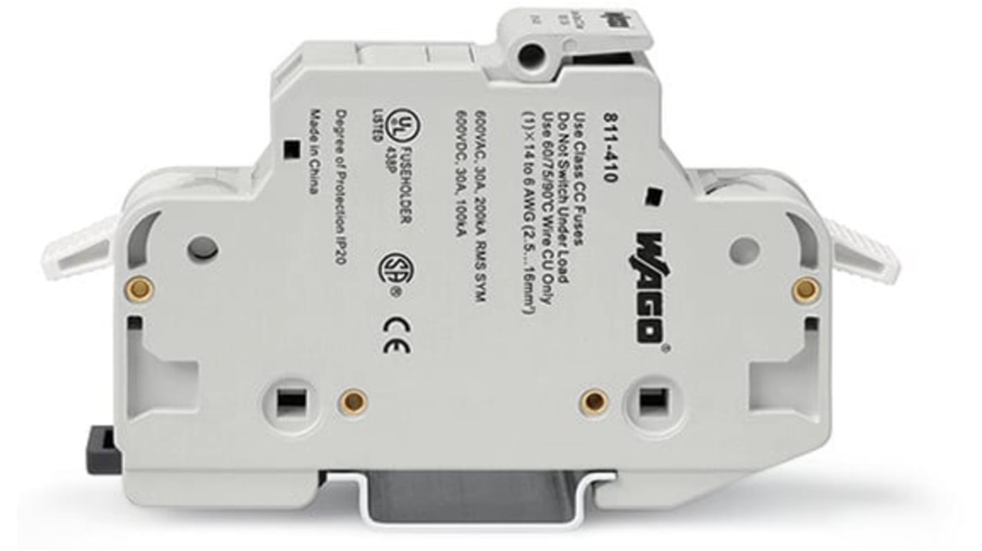 811-410 | WAGO ヒューズホルダ 30A 600V ac レール取り付け | RS