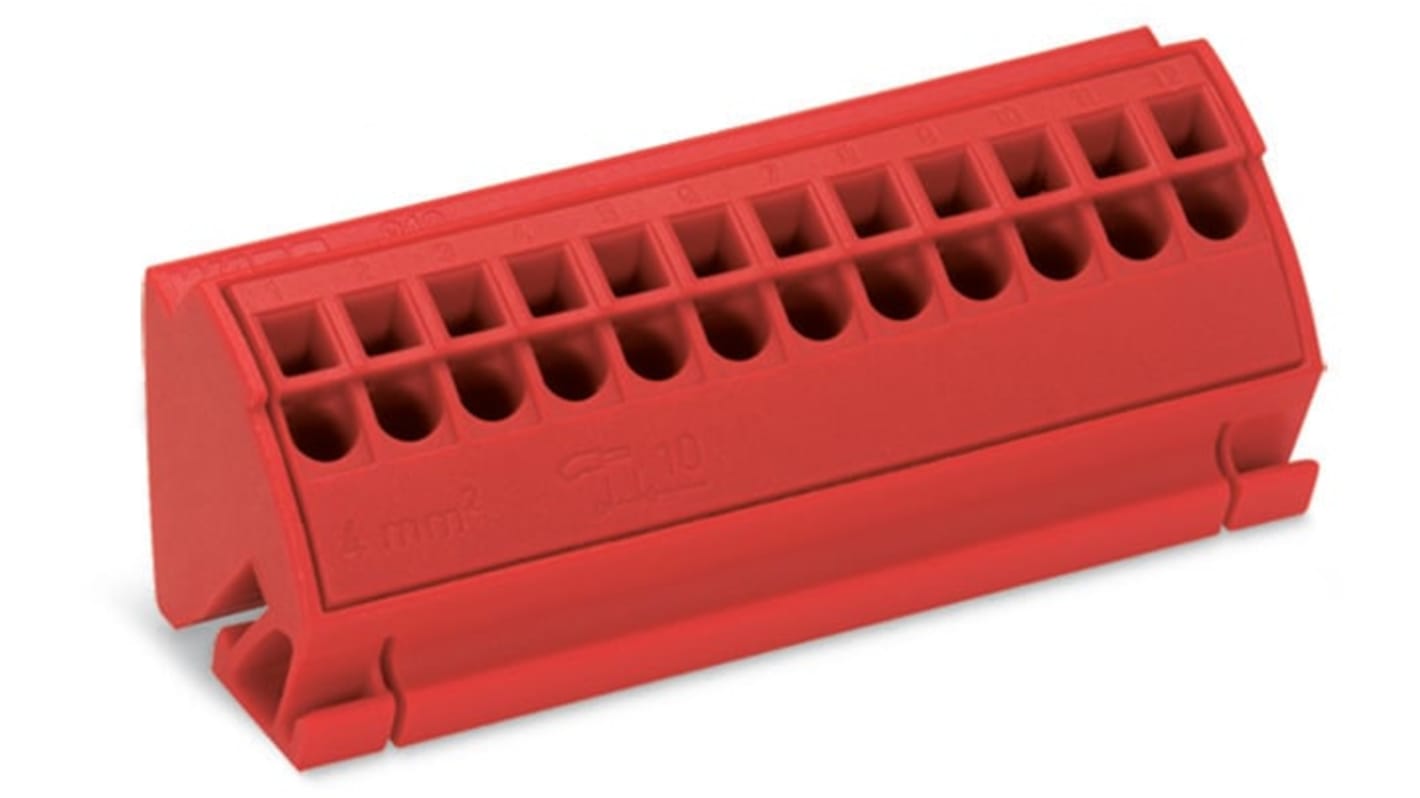 WAGO 812 Series Terminal Block, 12-Way, 96A, 20 → 12 AWG Wire, Push-In Cage Clamp Termination