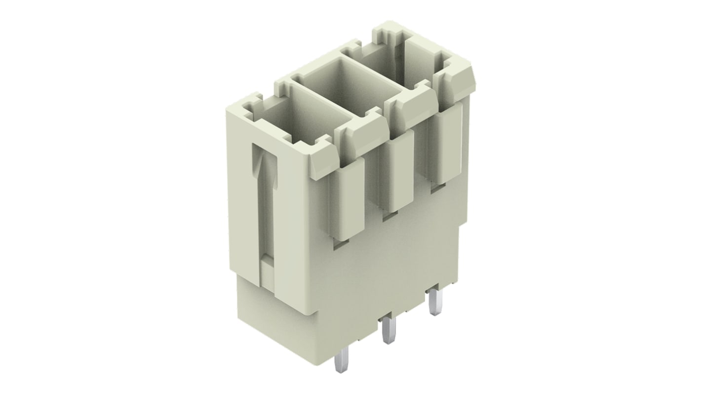 WAGO 831 Series Straight PCB Mount PCB Header, 3 Contact(s), 7.62mm Pitch, 1 Row(s), Shrouded