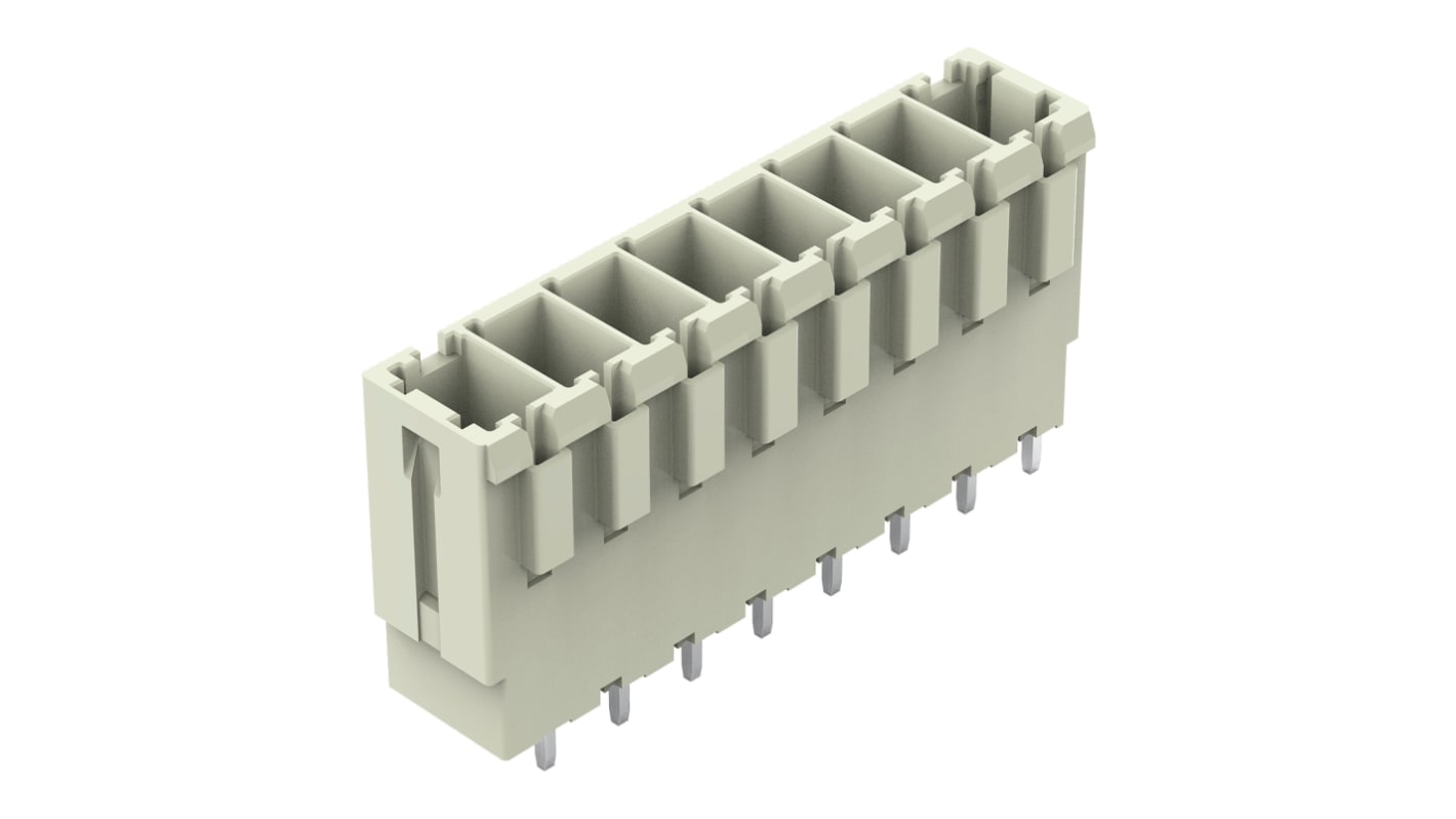 WAGO 831 Series Straight PCB Mount PCB Header, 8 Contact(s), 7.62mm Pitch, 1 Row(s), Shrouded