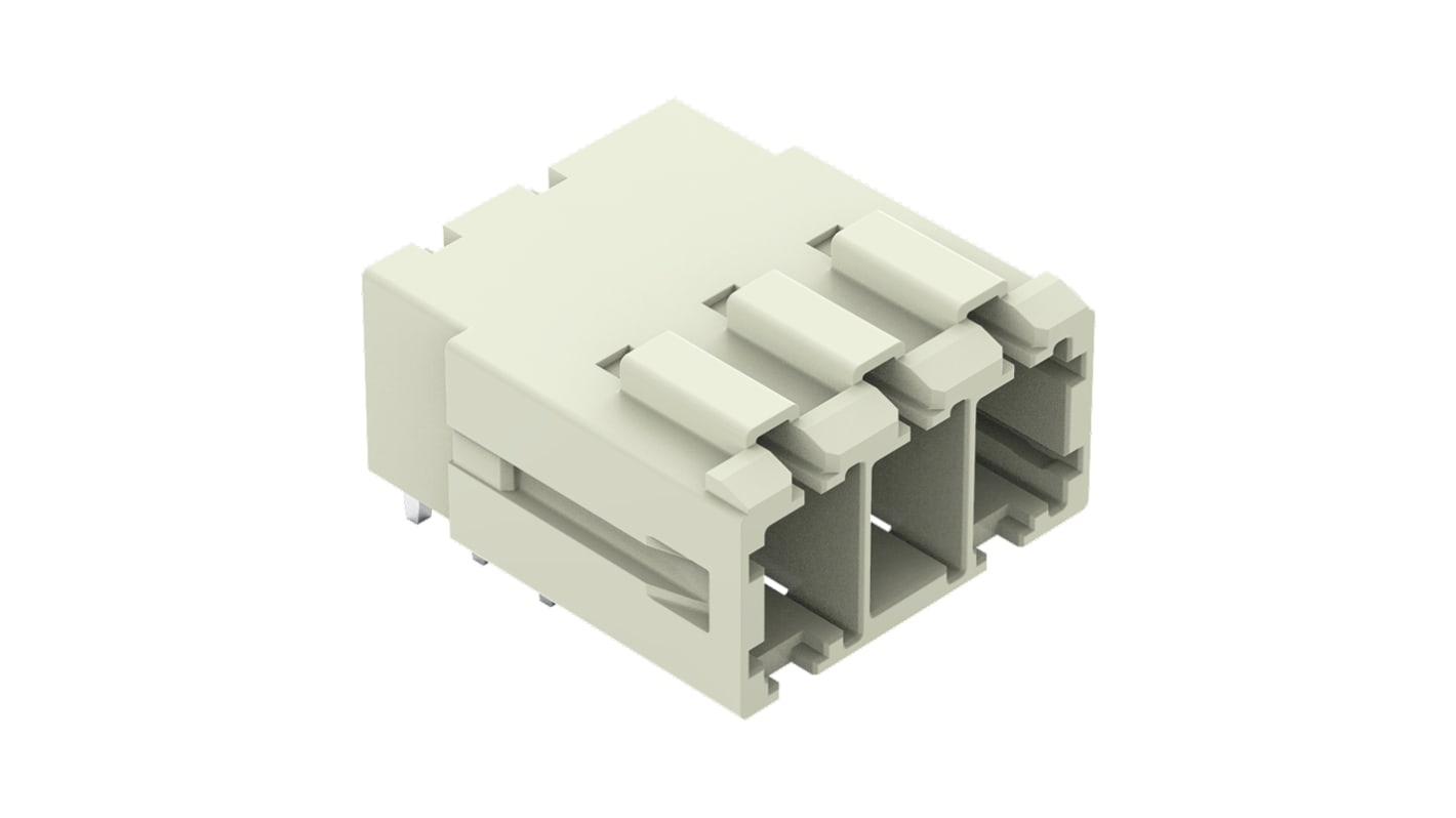 WAGO 831 Series Angled PCB Mount PCB Header, 3 Contact(s), 7.62mm Pitch, 1 Row(s), Shrouded