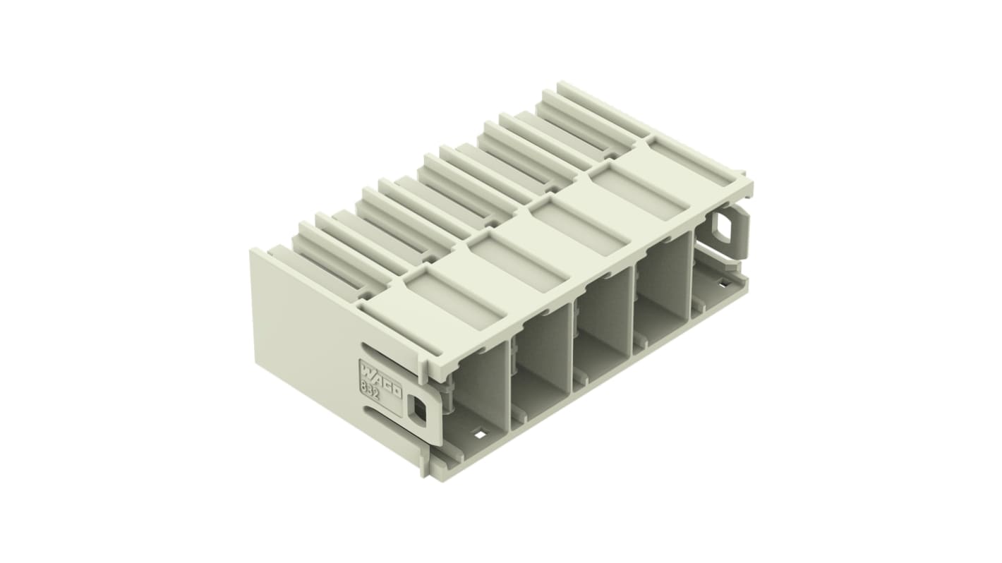 WAGO アングル 基板接続用ピンヘッダ 5極 10.16mm 1列, PCBマウント