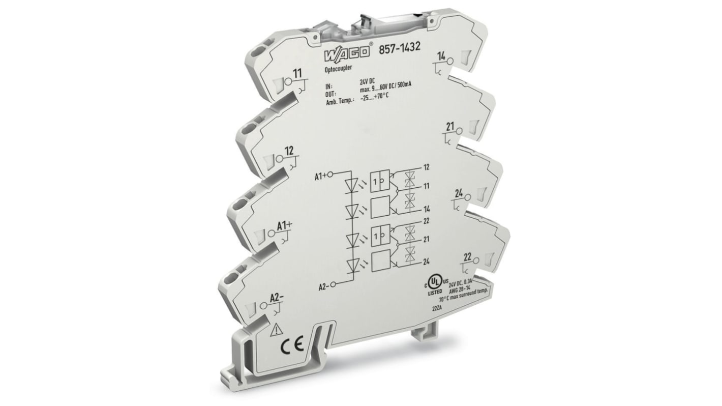WAGO 857-1432 857 Series Grey, 2.5mm², Cage Clamp Termination