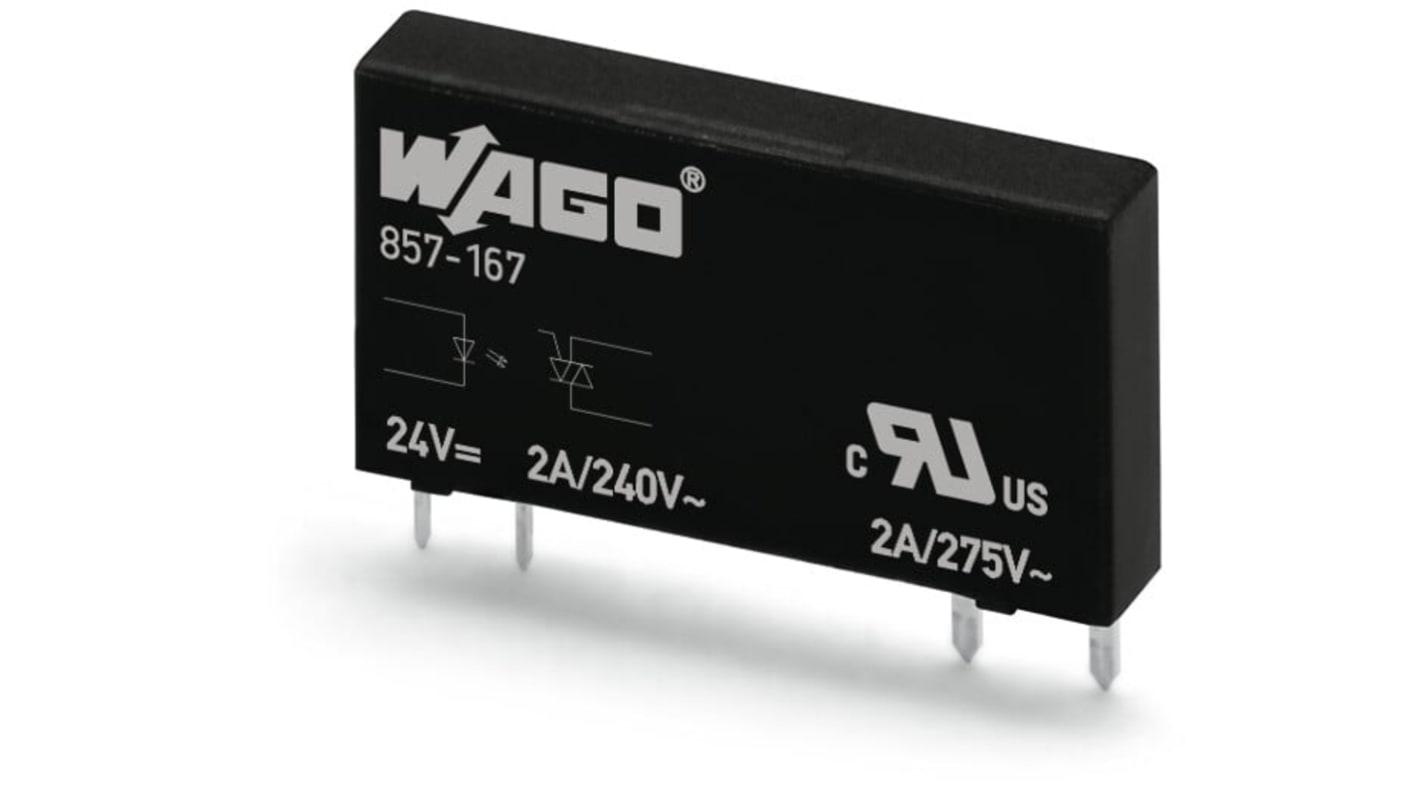 WAGO 857 Series Solid State Relay, 2 A Load, Plug-In Mount, 240 V ac/dc Load