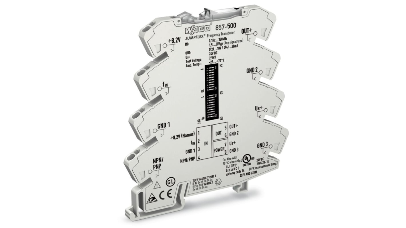 WAGO 857 Series Signal Conditioner, Frequency Input, Current, Voltage Output, 24V dc Supply