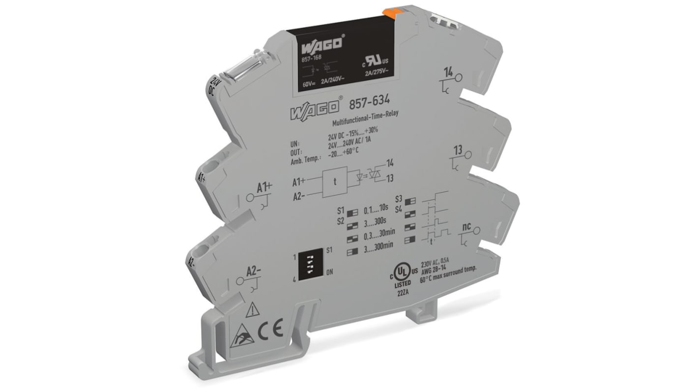 Relè a stato solido 857-634, Guida DIN, 1 A, 230 V ac/dc 857