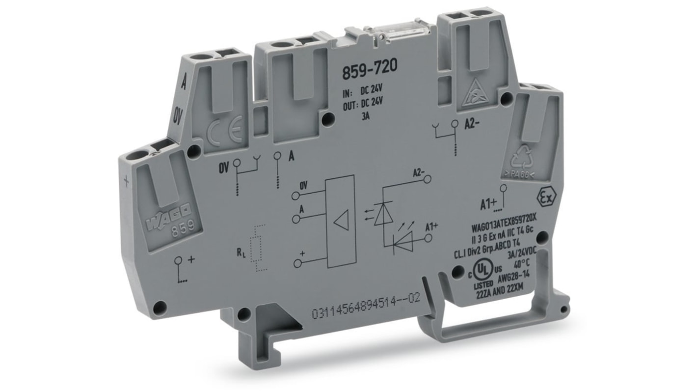 WAGO 859-720 859 Series Grey, 2.5mm², Cage Clamp Termination