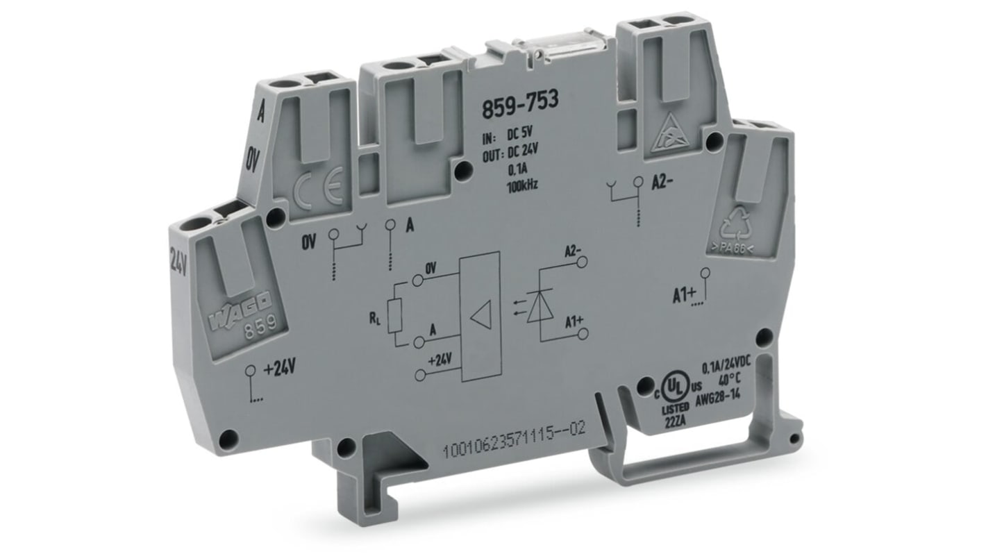 WAGO 859-753 859 Series Grey, 2.5mm², Cage Clamp Termination