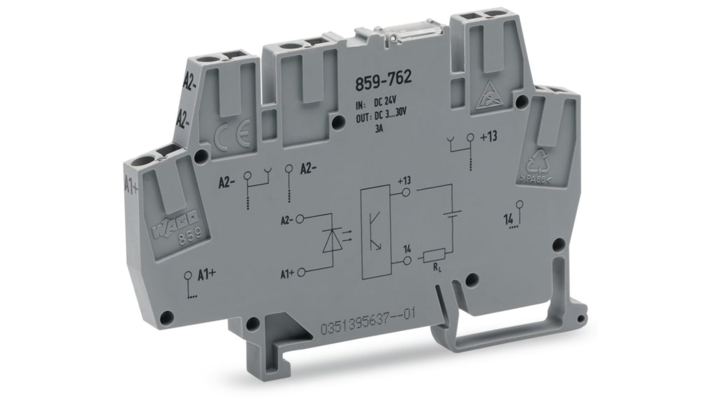 WAGO 859-762 859 Series Grey, 2.5mm², Cage Clamp Termination