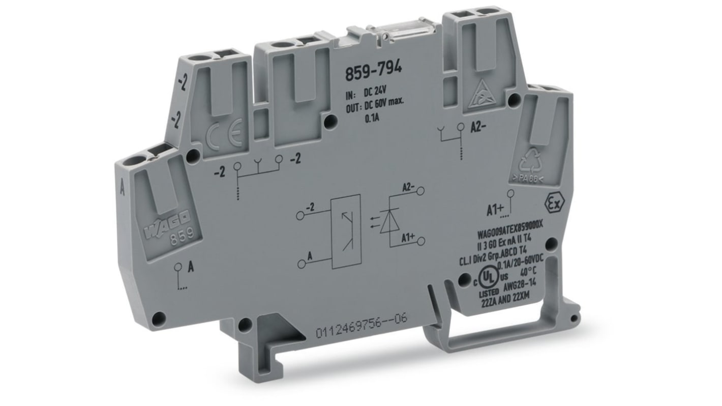 WAGO 859-794 859 Series Grey, 2.5mm², Cage Clamp Termination