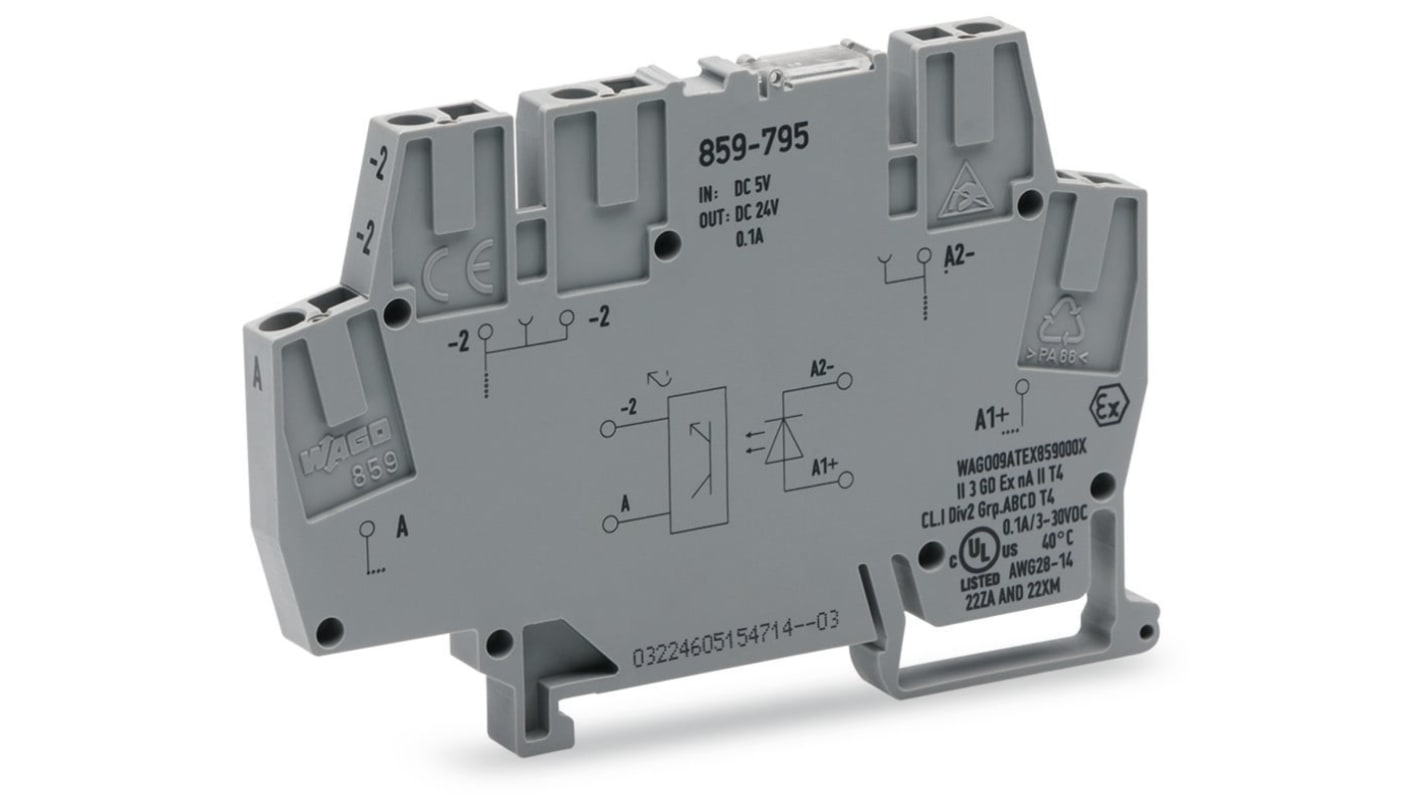 WAGO 859-795 859 Series Grey, 2.5mm², Cage Clamp Termination