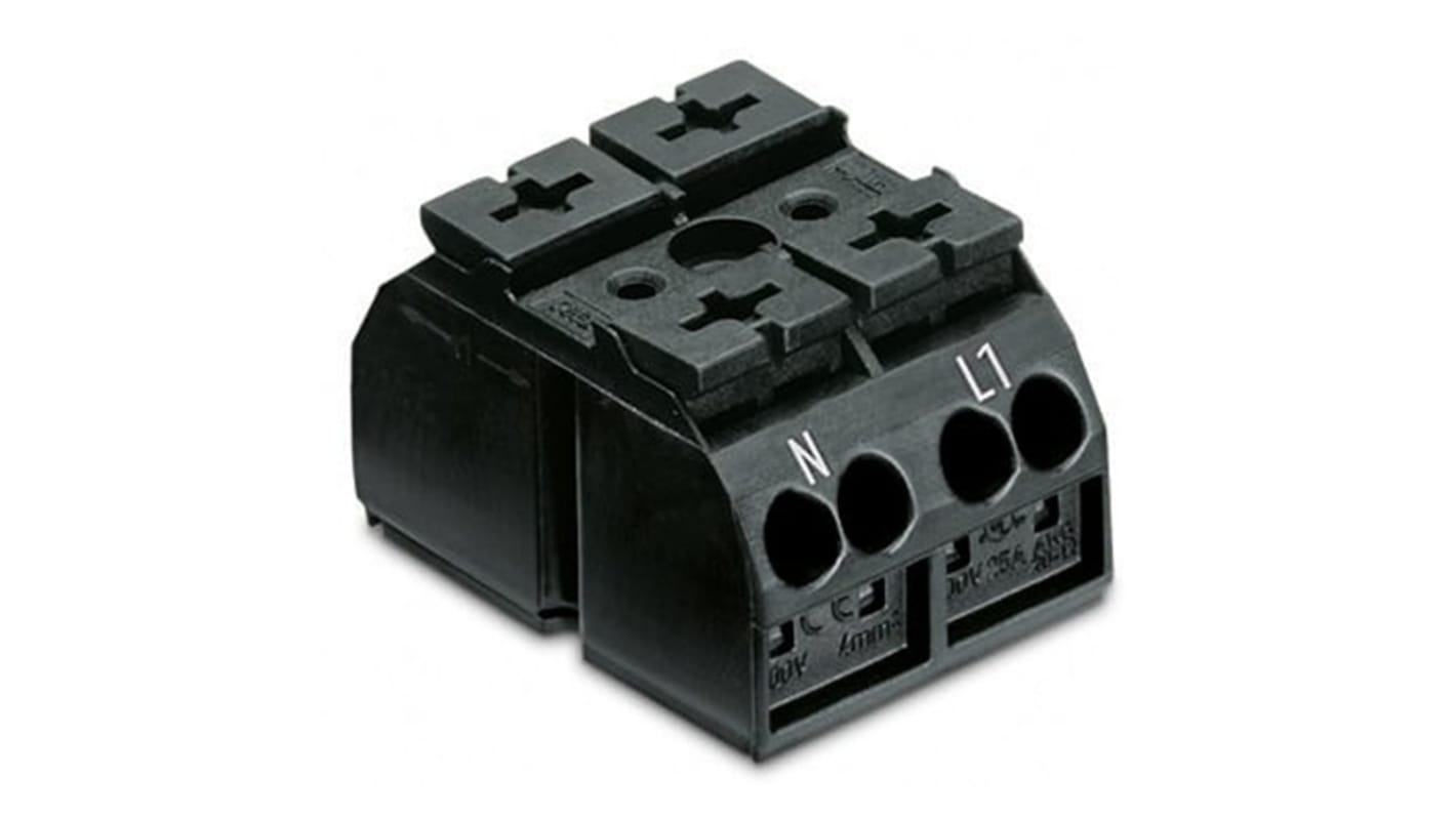 WAGO 端子排, 2路, 32A, 线规20 → 12 AWG, 推入型笼式弹簧夹端接, 862系列