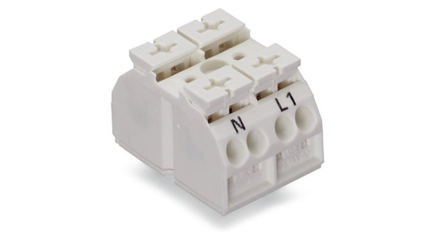 WAGO 862 Series Terminal Strip, 2-Way, 32A, 20 → 12 AWG Wire, Push-In Cage Clamp Termination