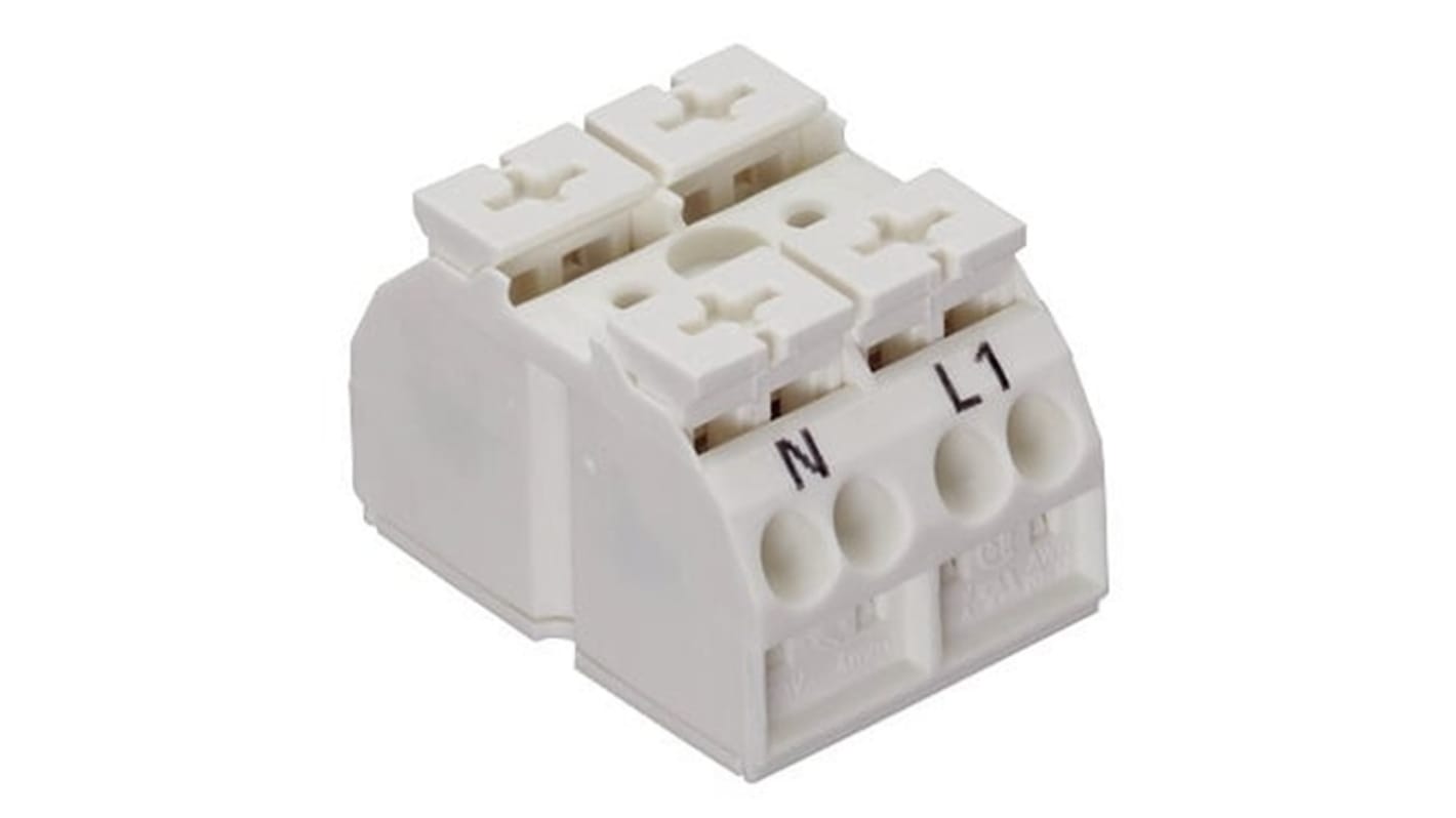 WAGO 862 Series Terminal Strip, 2-Way, 32A, 20 → 12 AWG Wire, Push-In Cage Clamp Termination