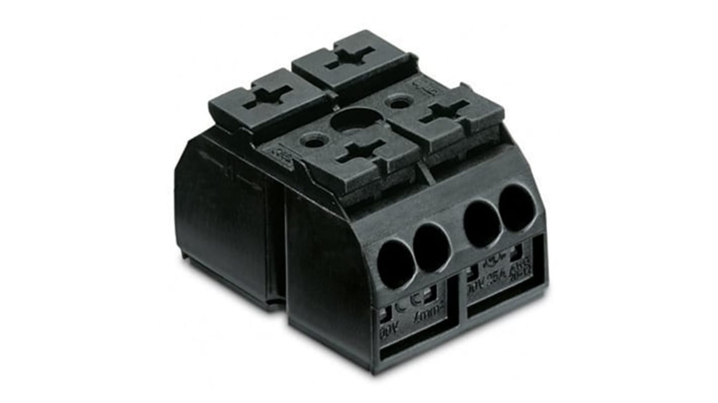 WAGO 端子ストリップ, 2極, 28A, 20 → 12 AWG, プッシュインケージクランプ