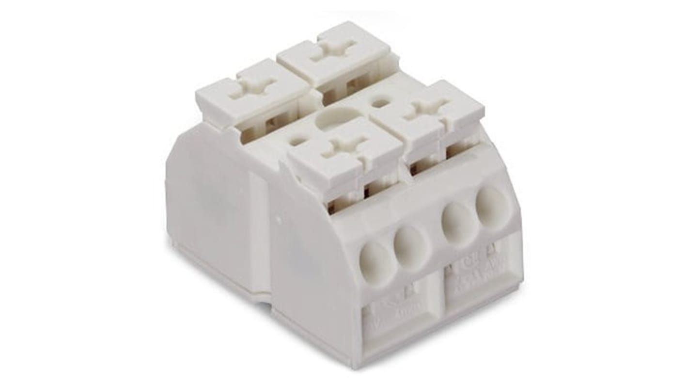 WAGO 862 Series Terminal Strip, 2-Way, 28A, 20 → 12 AWG Wire, Push-In Cage Clamp Termination