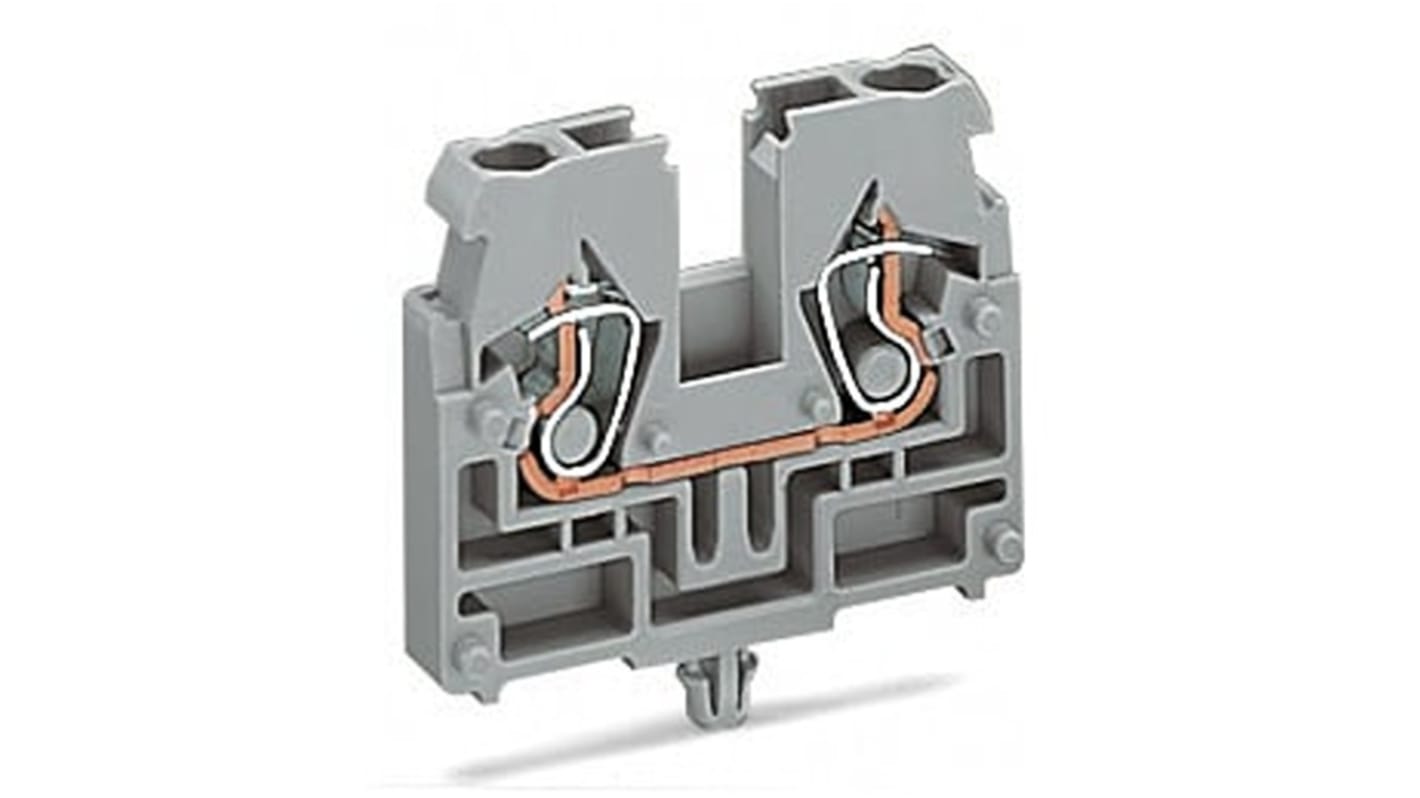 WAGO 869 Series Grey Terminal Block, 2.5mm², 1-Level, Cage Clamp Termination