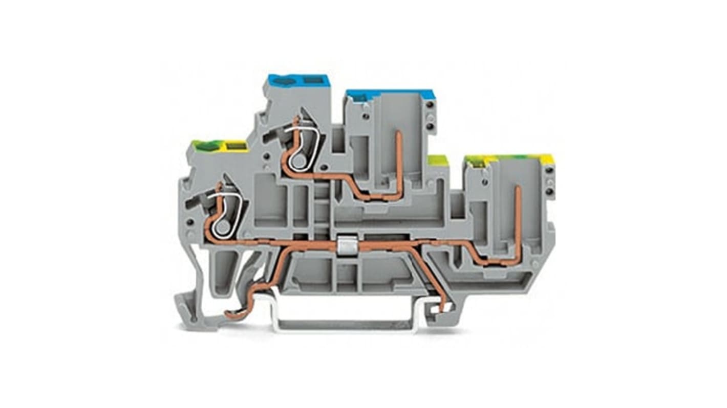 WAGO 870-117 870 Series Grey, 2.5mm², 2-Level, Cage Clamp Termination