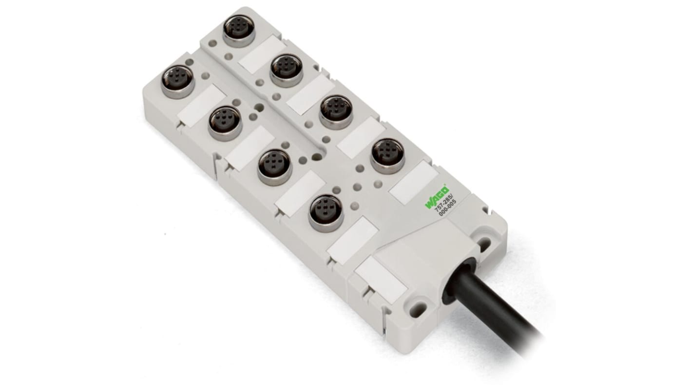 WAGO 757 Series Actuator Hub, M12, 5m cable, 5 way, 8 port