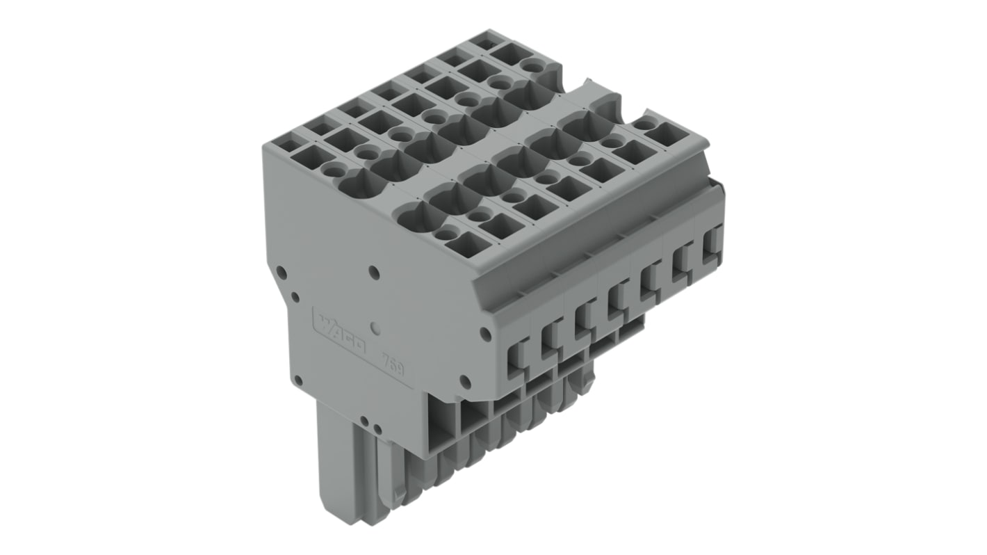 WAGO 769 Series Straight PCB Mount PCB Socket, 7-Contact, 5mm Pitch, Cage Clamp Termination