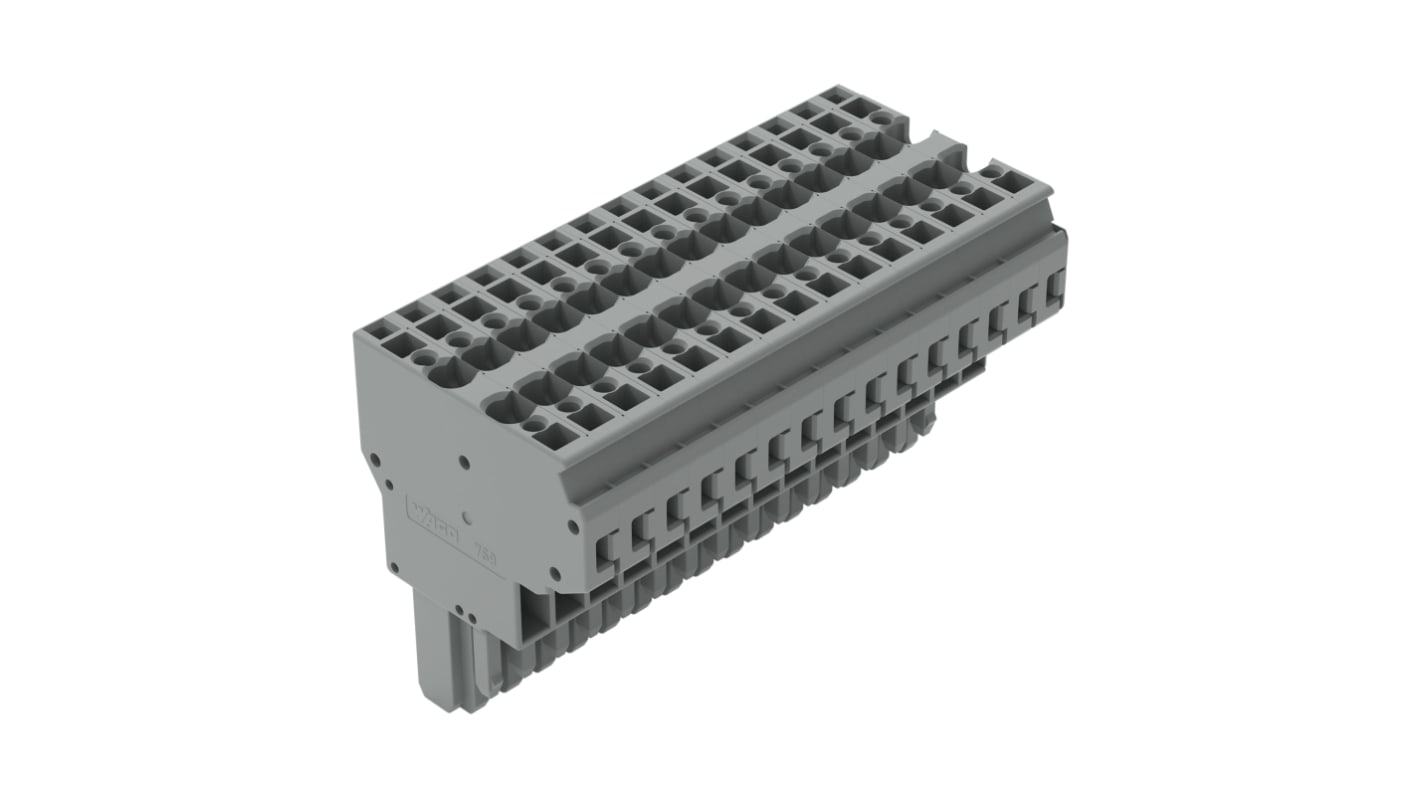 Conector hembra para PCB WAGO serie 769, de 15 vías, paso 5mm, Montaje en PCB, terminación Abrazadera de Caja