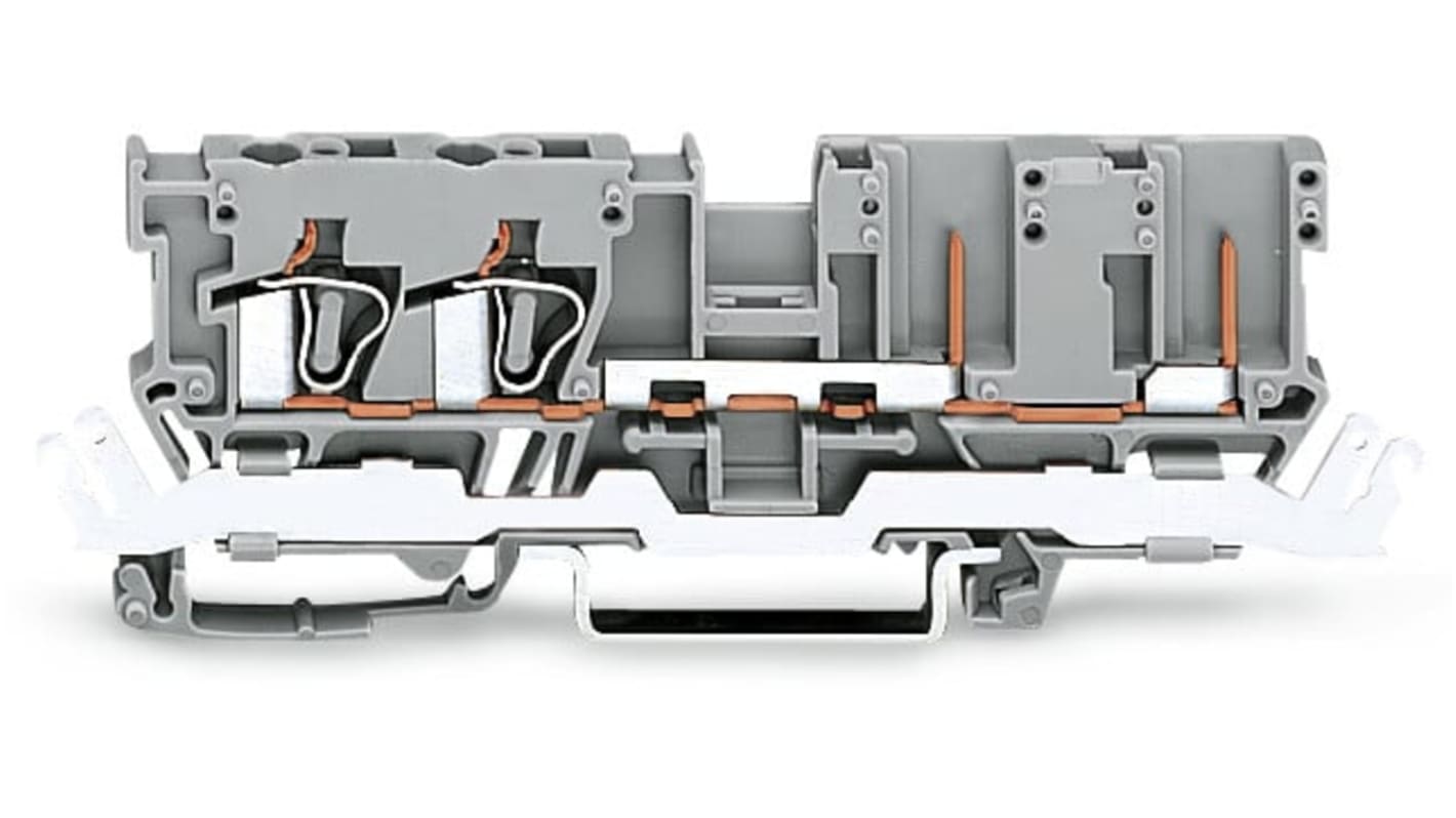 WAGO 769 Doppelstock-Basisklemme Grau, 4mm², mit Käfigklemme