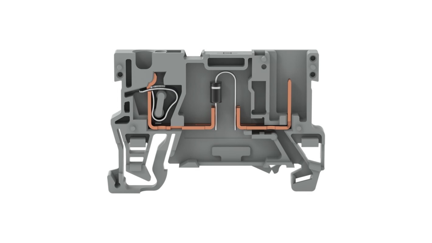 WAGO 769 Doppelstock-Basisklemme Grau, 4mm², mit Käfigklemme