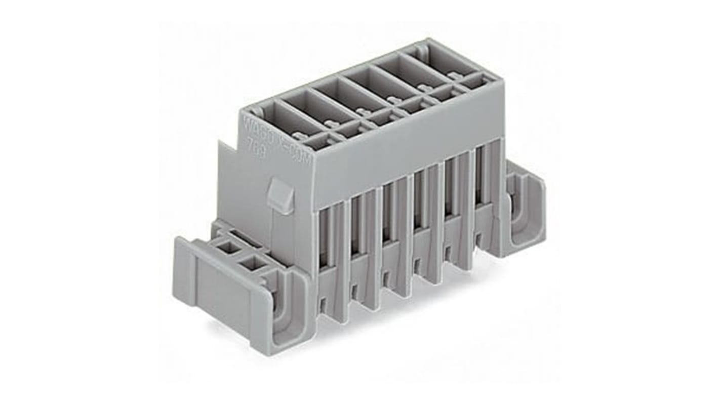 WAGO 769 Series Straight PCB Mount PCB Header, 2 Contact(s), 5mm Pitch, 1 Row(s), Shrouded