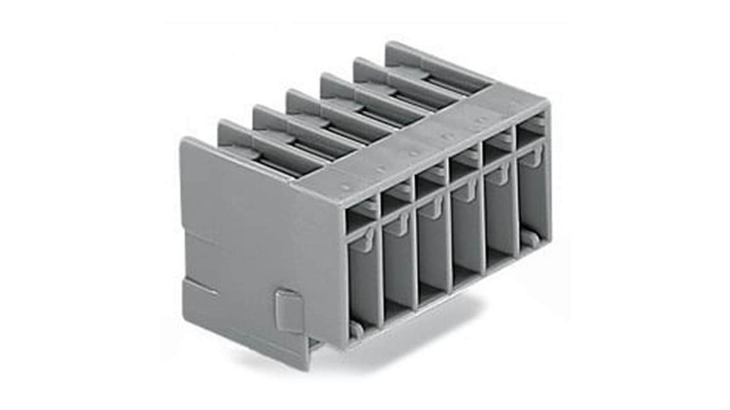 WAGO 769 Series Angled PCB Mount PCB Header, 6 Contact(s), 5mm Pitch, 1 Row(s), Shrouded