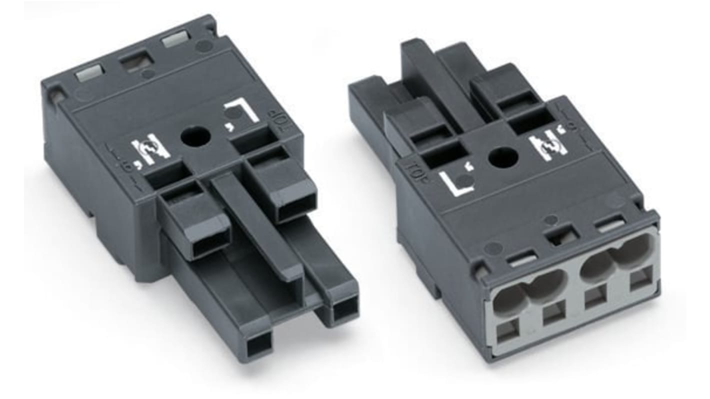 WAGO 770 Series Socket, 2-Pole, Female, Cable Mount, 25A, IP20