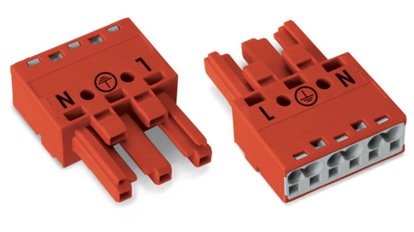 WAGO 770 Series Socket, 3-Pole, Female, Cable Mount, 25A, IP20