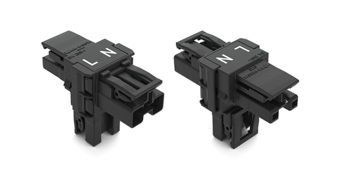 WAGO 770 Series Distribution Connector, 2-Pole, Female, Male, Cable Mount, 25A, IP20