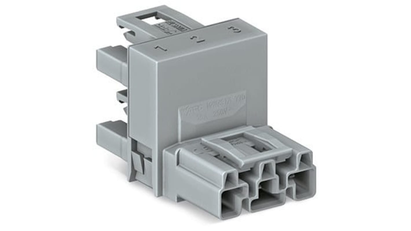 WAGO 770 Series Distribution Connector, 3-Pole, Female, Male, Cable Mount, 25A, IP20