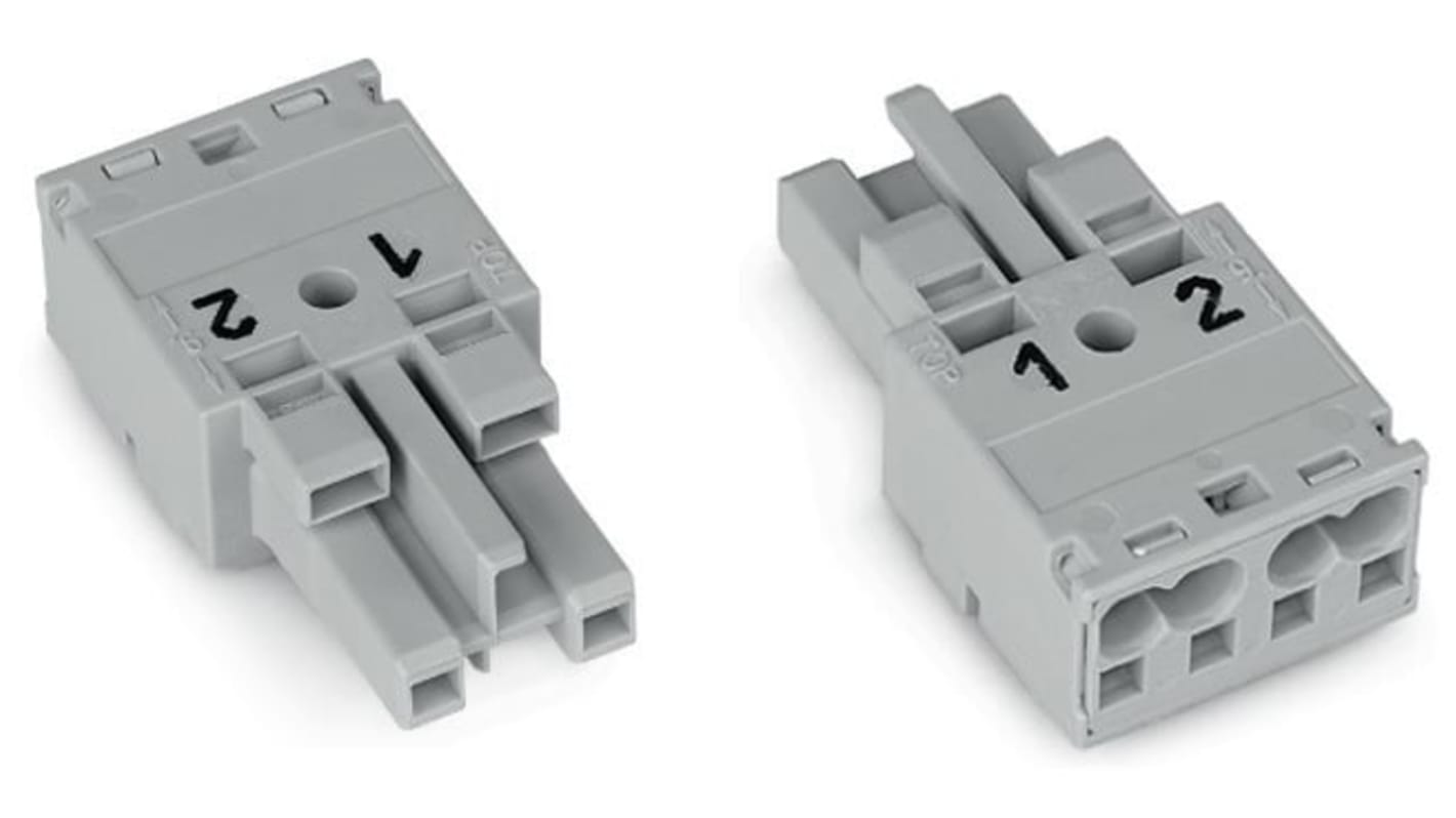 WAGO 770 Series Socket, 2-Pole, Female, Cable Mount, 25A, IP20
