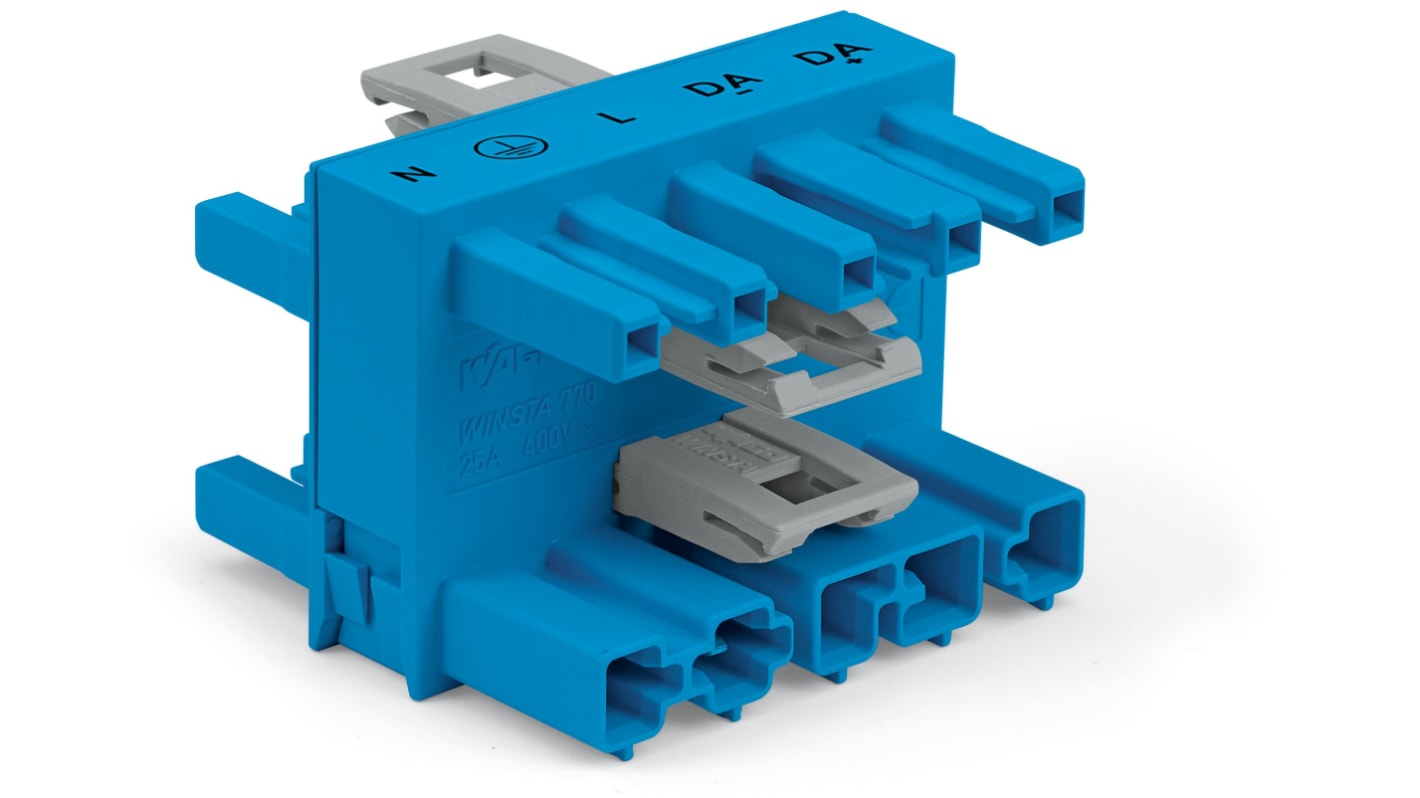 WAGO 770 Series Distribution Connector, 5-Pole, Female, Male, Cable Mount, 25A, IP20