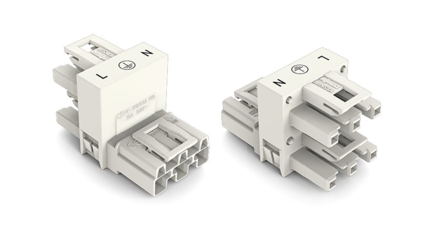 WAGO 770 Series Distribution Connector, 3-Pole, Female, Male, Cable Mount, 25A, IP20