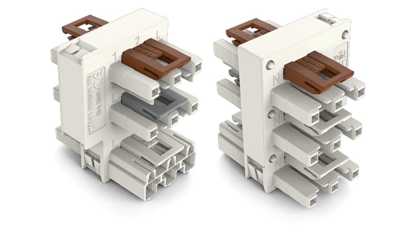 WAGO 770 Series Distribution Connector, 3-Pole, Female, Male, Cable Mount, 25A, IP20