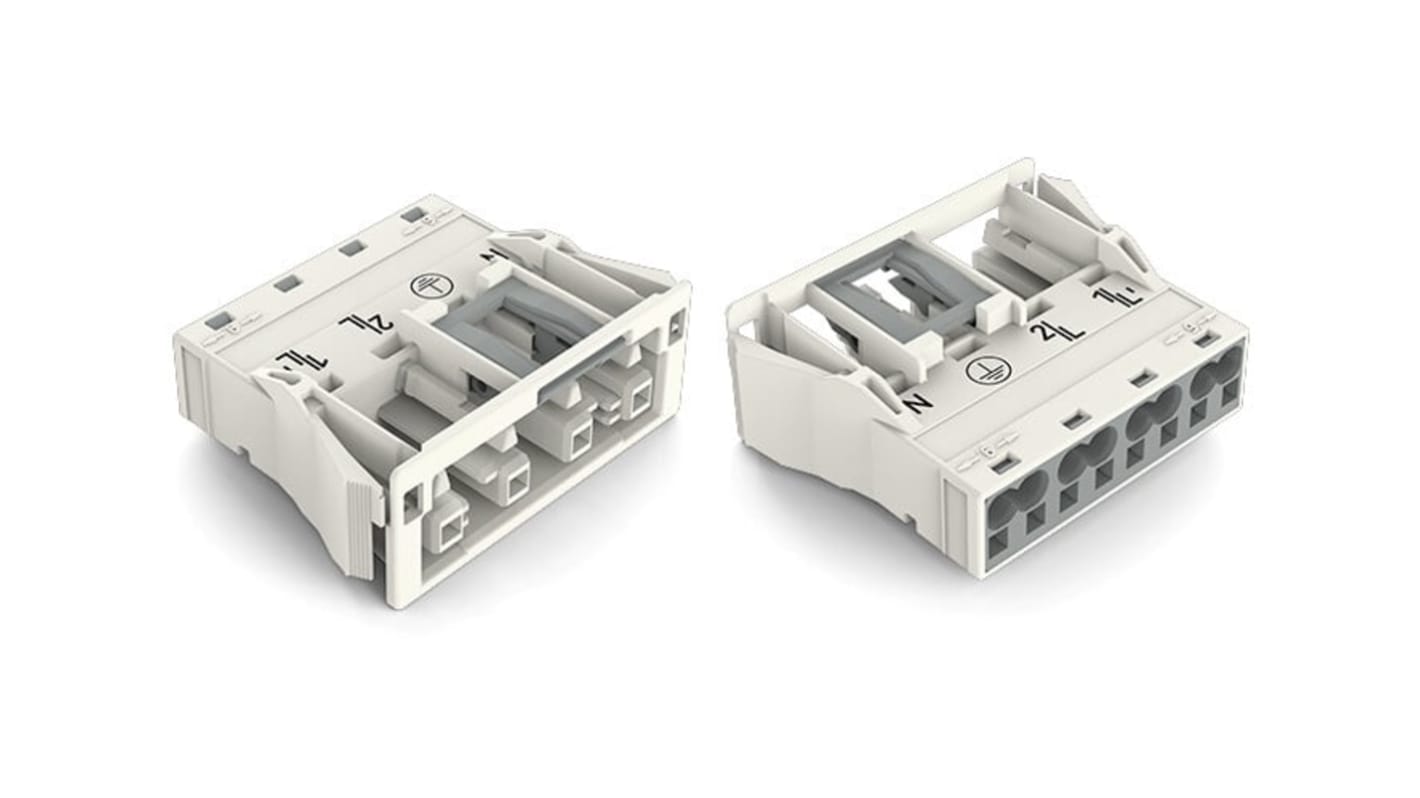 WAGO 770 Series Socket, 4-Pole, Female, Snap-In, 25A, IP20