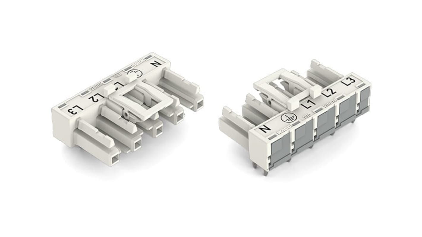 WAGO 770 Leiterplattenbuchse gewinkelt 5-polig / 1-reihig, Raster 10mm