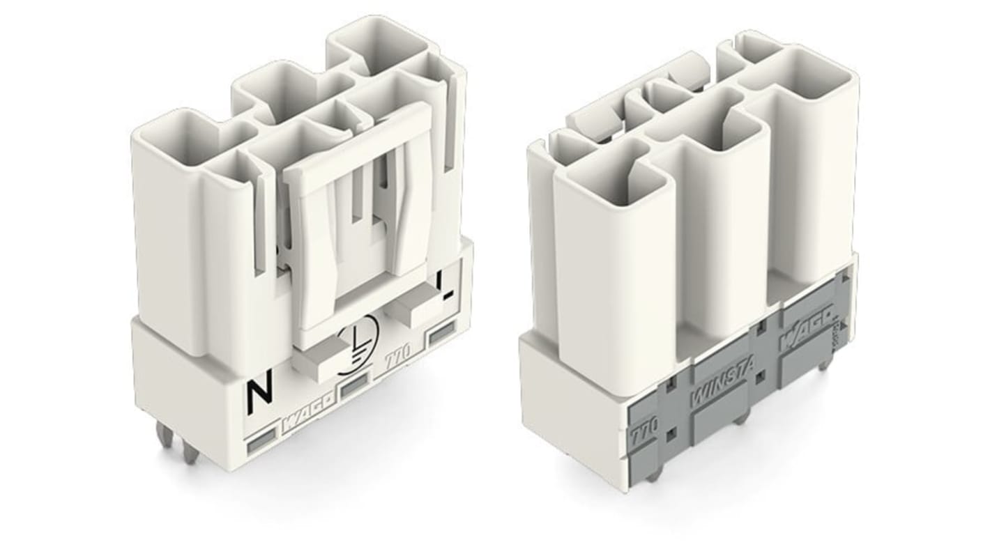 Conector macho para PCB WAGO serie 770 de 3 vías, 1 fila, paso 10mm, Montaje en PCB