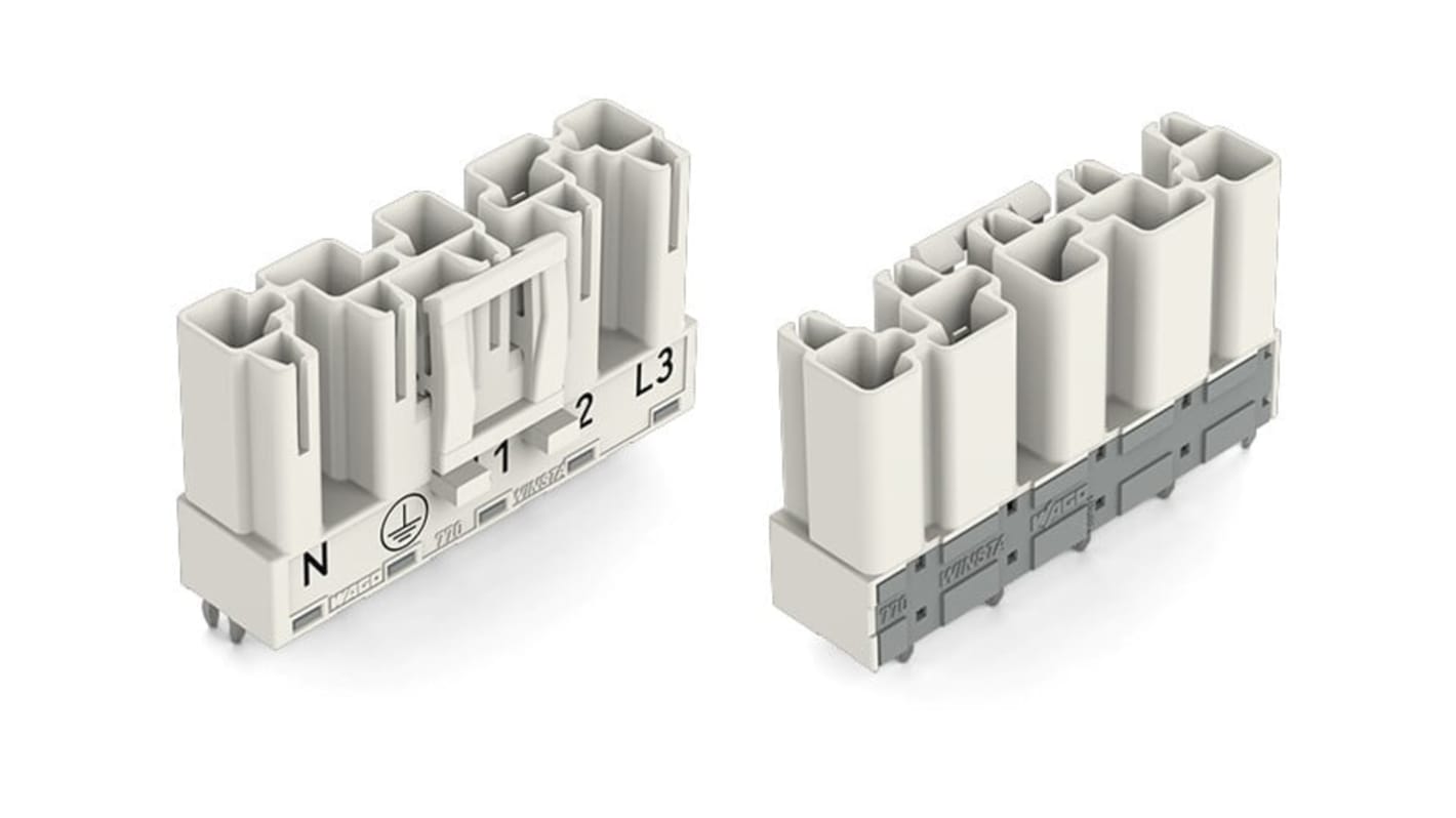 Conector macho para PCB WAGO serie 770 de 5 vías, 1 fila, paso 10mm, Montaje en PCB